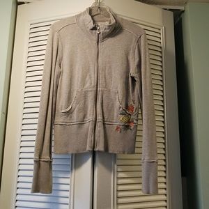 Gray full zip up, 100% cotton